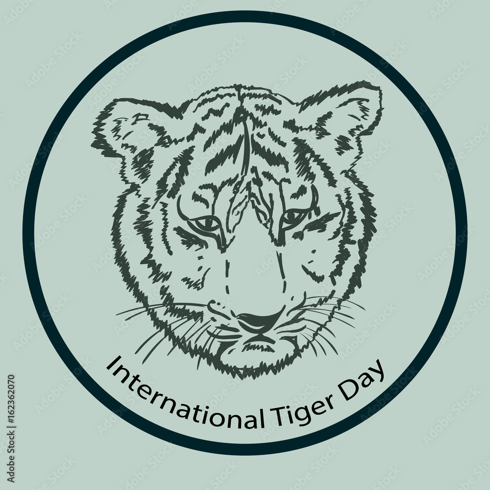 International Tiger day poster template with angry tiger International Tiger day poster template with angry tiger