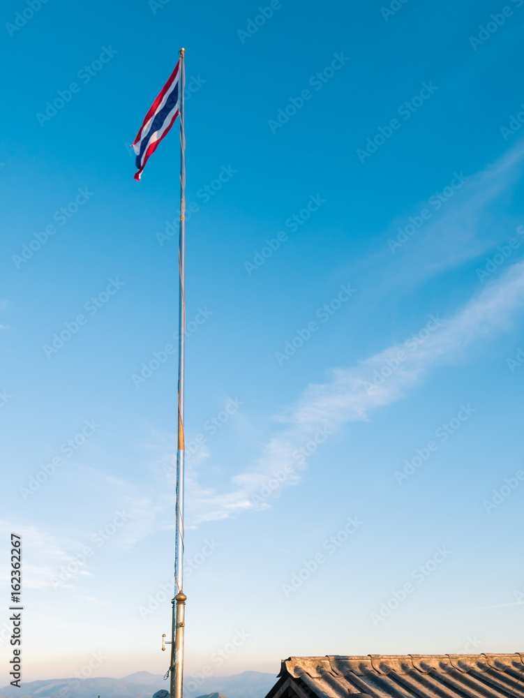 Thailand flagstaff with cloudy sky