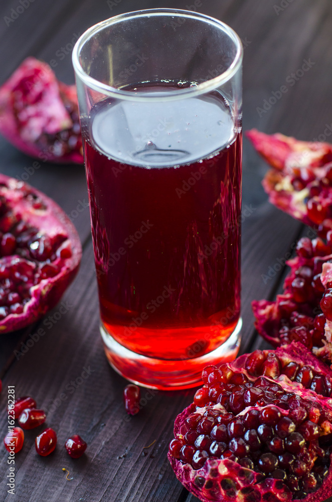 Pomegranate juice in a glass Pomegranate juice in a glass