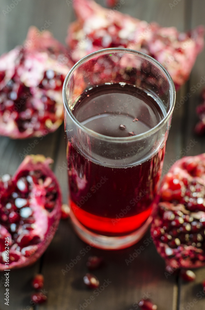 Pomegranate juice in a glass Pomegranate juice in a glass