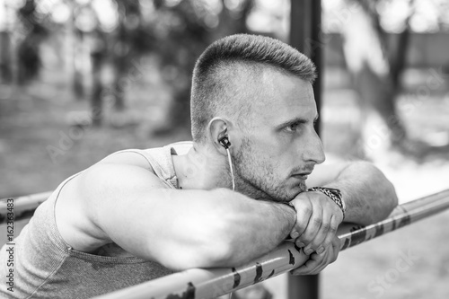 street workout man portrait in a park