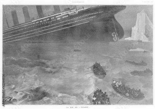 Canvastavla Sinking of the Titanic. Date: 1912