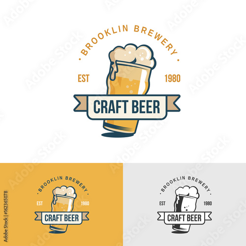 Original vintage craft beer logo. Template for beer house, bar, pub, brewing company, brewery, tavern, taproom, alehouse, dram shop.