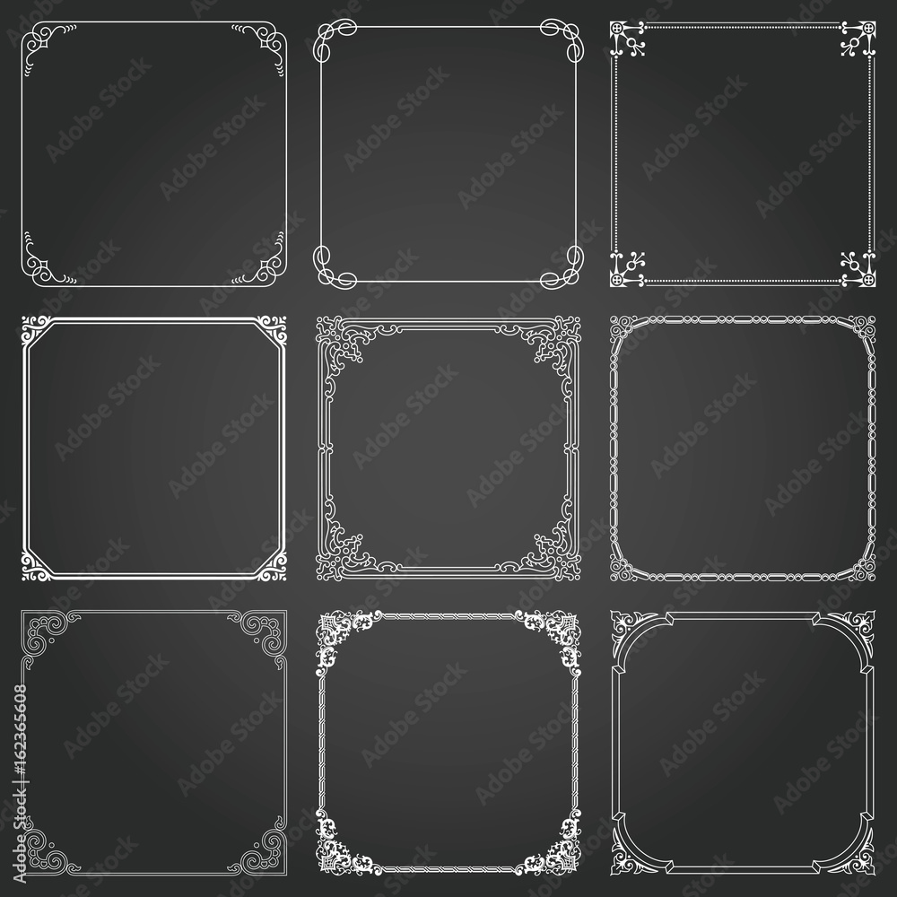 Decorative frames and borders square set vector Stock Vector | Adobe Stock