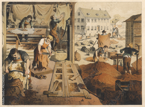 Leather work and tannery. Date: 1875 photo