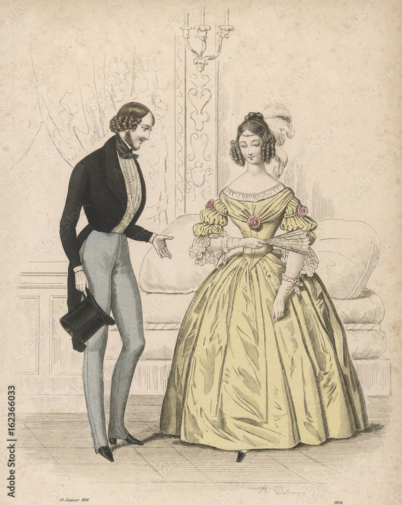 Obraz premium Evening Dress 1839. Date: 1839