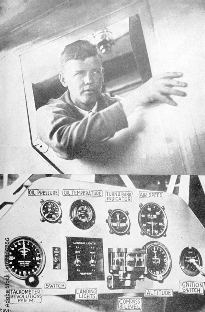 Fotografie Lindbergh in Plane. Date: 1927