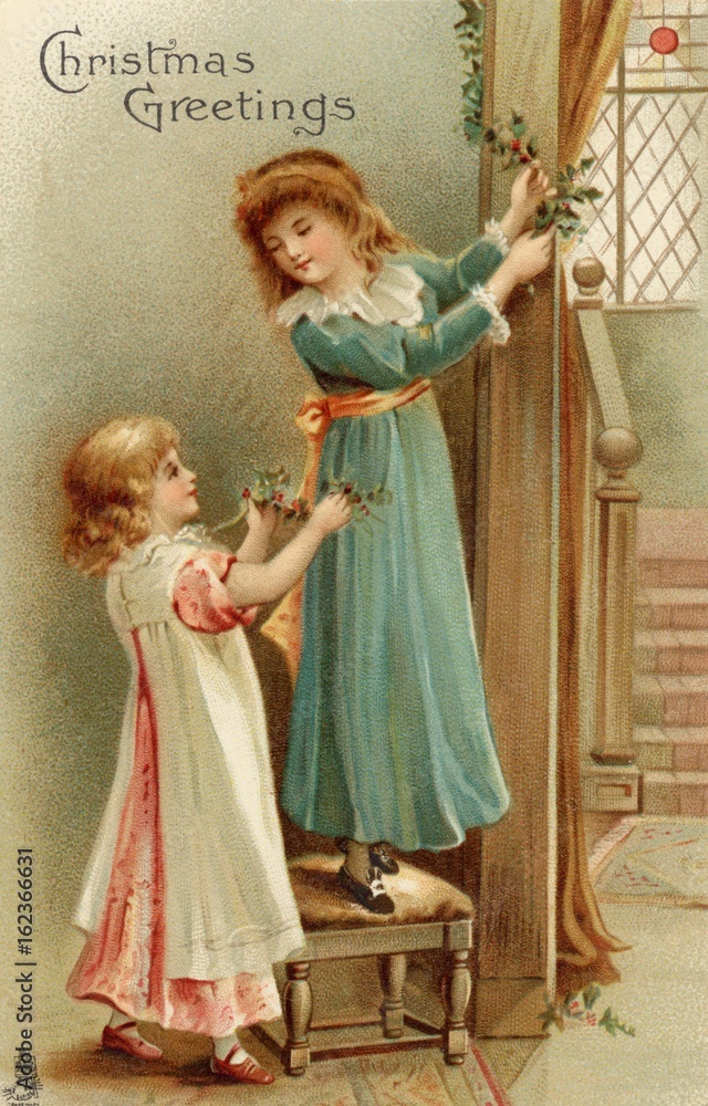 Obraz premium Christmas Decorating. Date: circa 1905