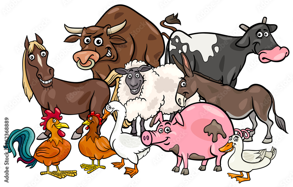 cartoon farm animals group cartoon farm animals group