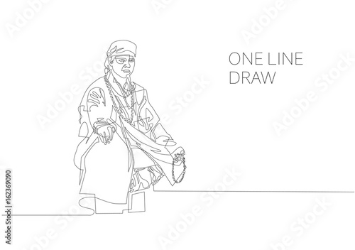 Wallpaper Mural continuous one line modern drawing of buddhist monk Torontodigital.ca