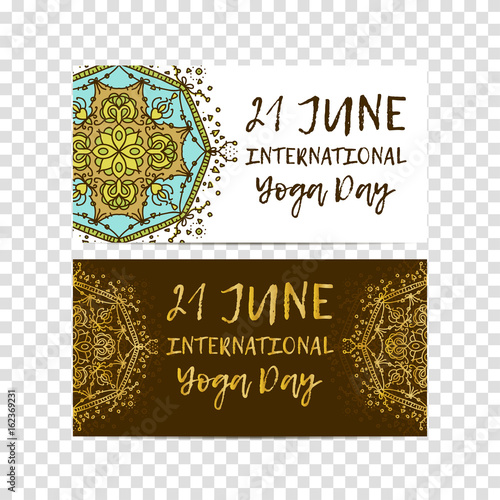 Vector yoga illustration. Template of poster for International Yoga Day. Flyer for 21 june, Yoga day