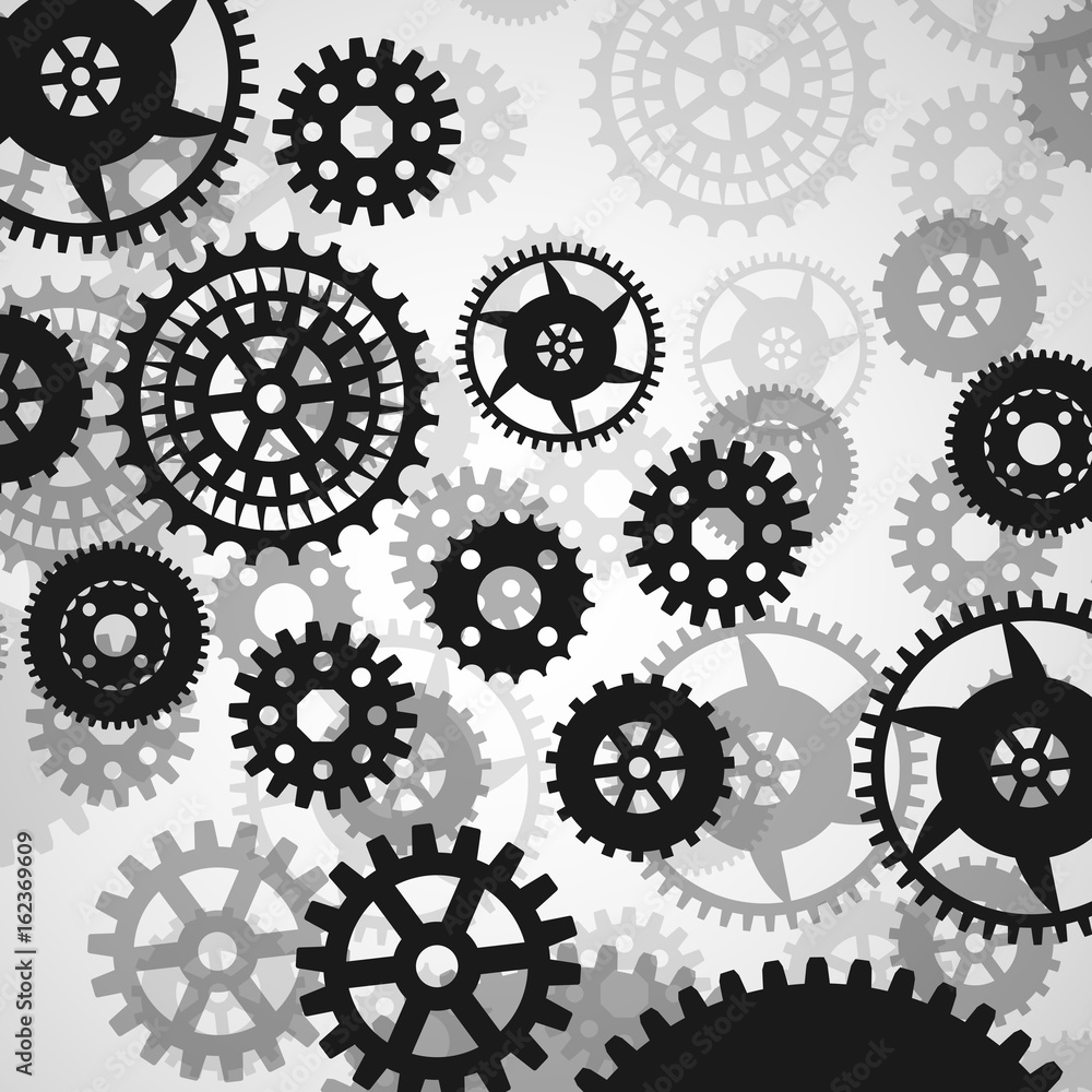 Gears in engagement. Engineering drawing abstract industrial background with a cogwheels. Gears in engagement. Engineering drawing abstract industrial background with a cogwheels.