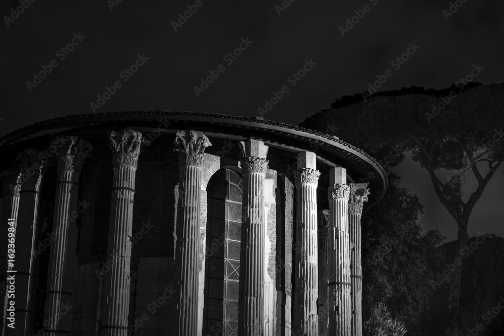 Fototapeta premium image of Rome at night, Temple of Vesta, Italy