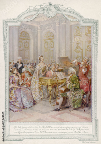 Obraz na plátně Music making in an aristocratic home. Date: 18th century