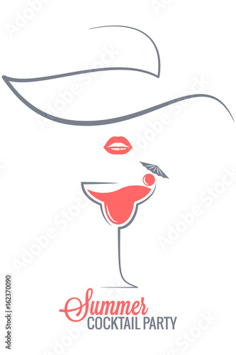 cocktail summer party logo menu background
