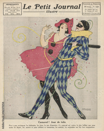 Two carnival characters having fun. Date: 1922