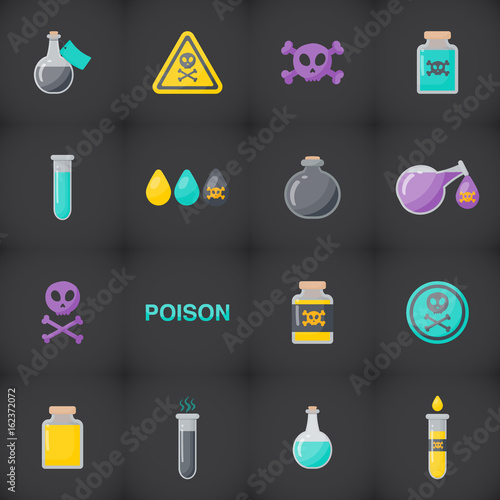 Poison vector flat icon set