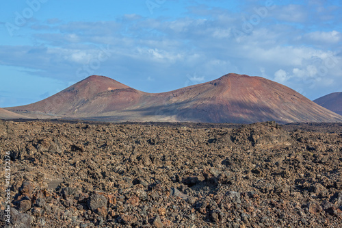 Amazing volcanic landscape in the Timanfaya national park on Lanzarote island  Canary Islands  Spain