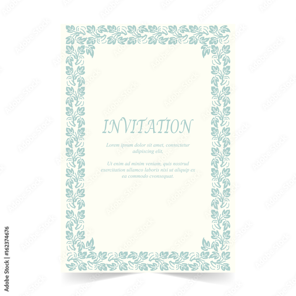 Invitation card, Wedding card with ornament on ivory Invitation card, Wedding card with ornament on ivory