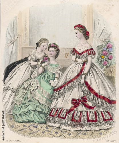 Red - White Dress 1863. Date: 1863