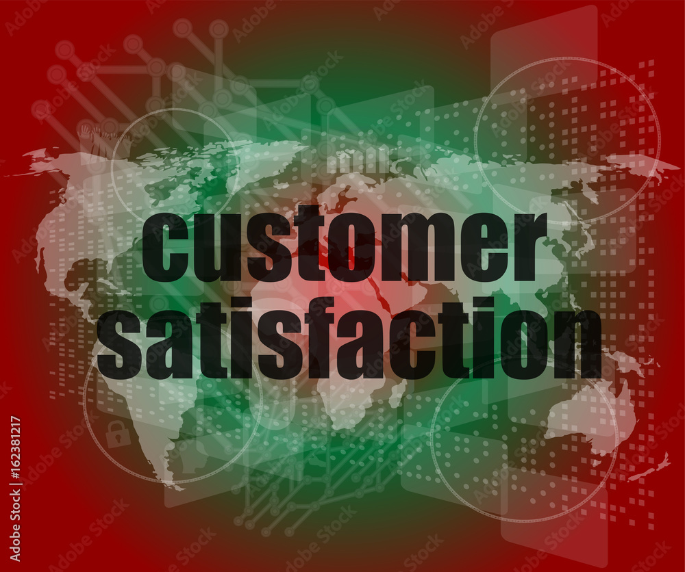Marketing concept: words customer satisfaction on digital screen Marketing concept: words customer satisfaction on digital screen
