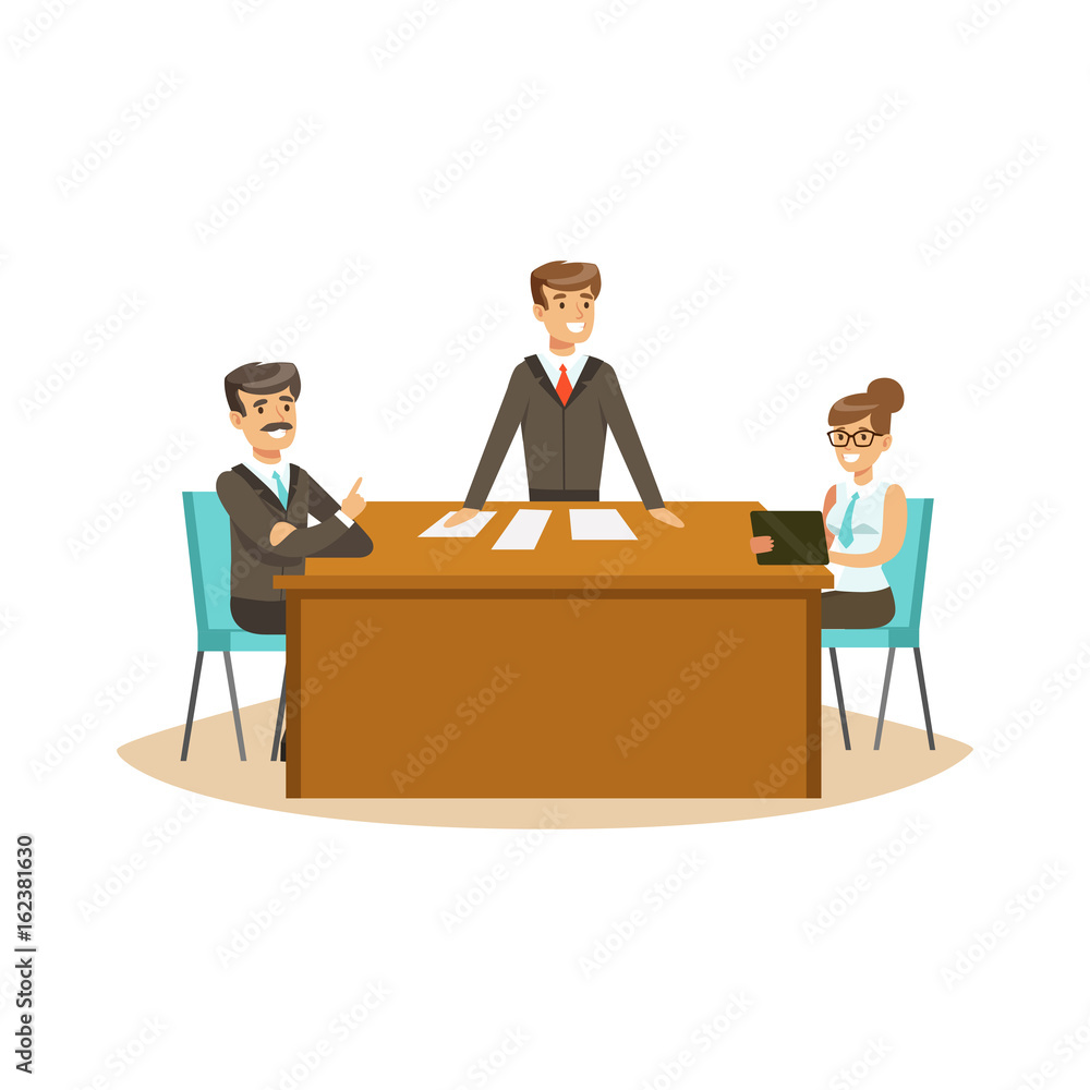 Businesspeople discussing at meeting in an office vector Illustration Businesspeople discussing at meeting in an office vector Illustration