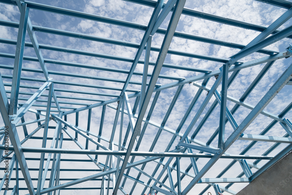 Structure of steel roof. Structure of steel roof.