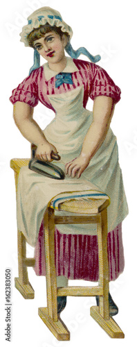 Laundrymaid Ironing. Date: circa 1870