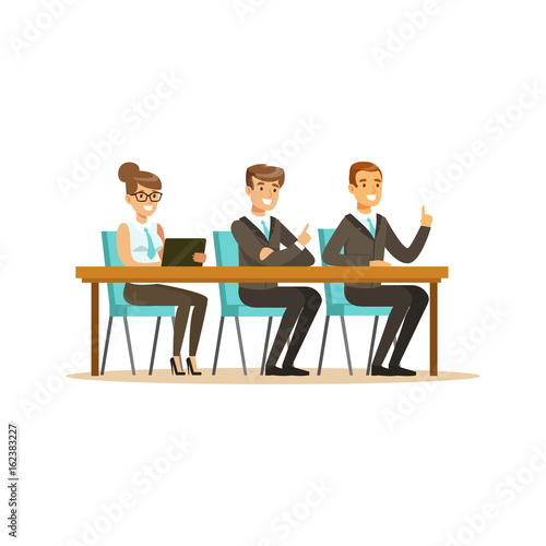Business people attending and listening at conference  seminar  lecture or training vector Illustration