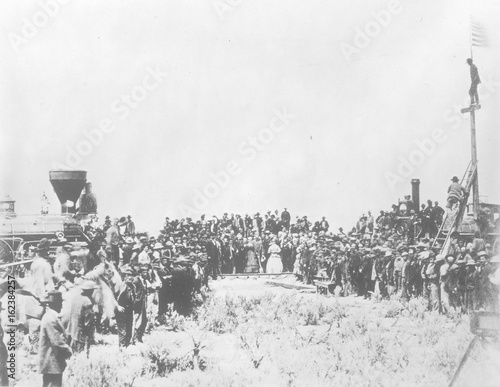 First transcontinental railway link  Utah. Date: 10 May 1869 photo
