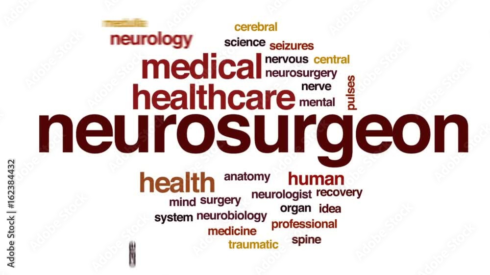 Neurosurgeon animated word cloud, text design animation. Neurosurgeon animated word cloud, text design animation.