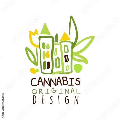 Cannabis label original design, logo graphic template