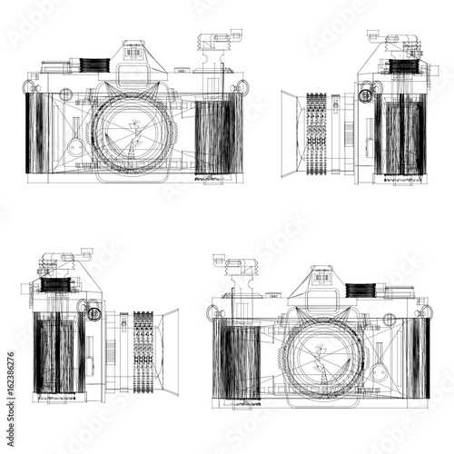 illustration of vintage cameras