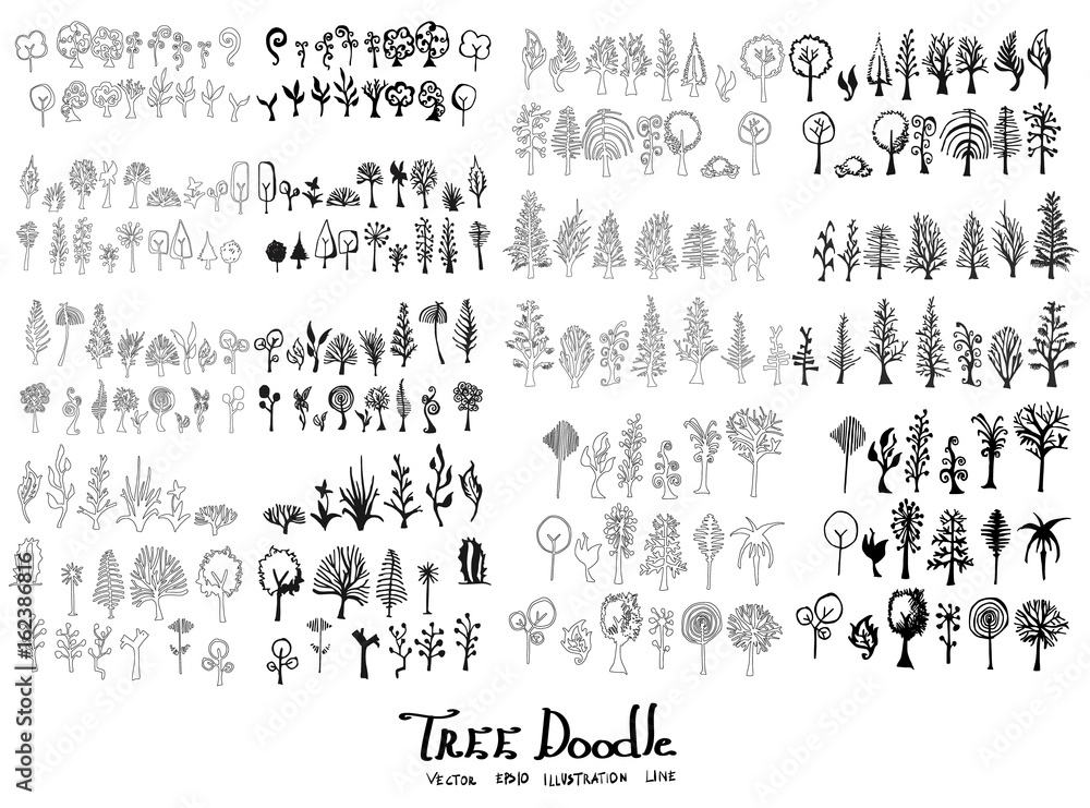 Tree Doodle Sketch line vector set eps10 Tree Doodle Sketch line vector set eps10