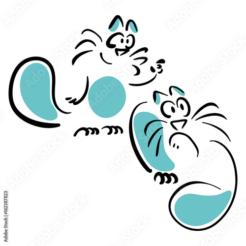 Two cats looking at something