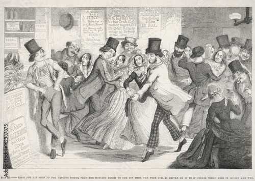 Photography Scene in a dance hall -- Cruikshank. Date: circa 1850