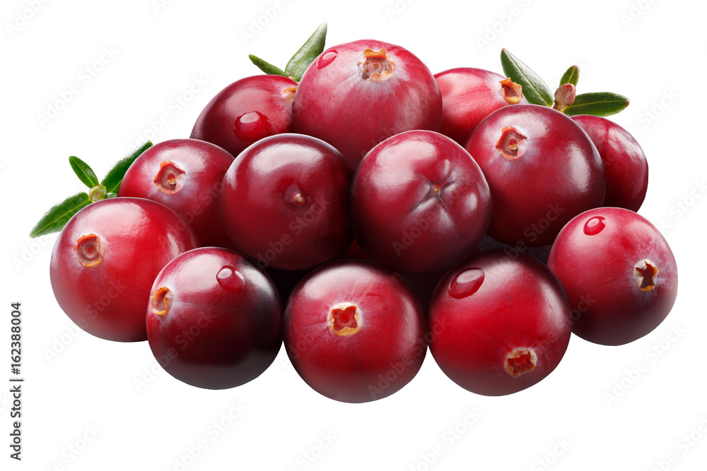 Piles of cranberries with leaves, paths Piles of cranberries with leaves, paths