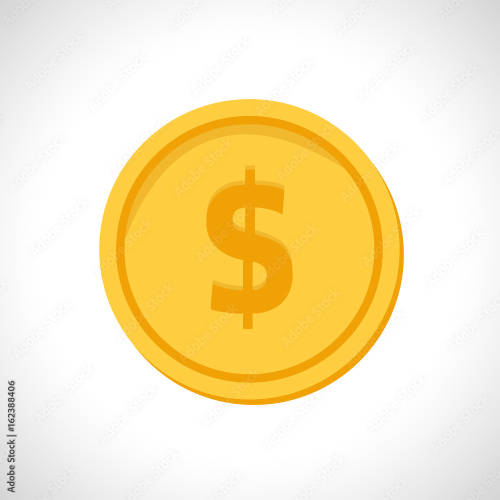 Vector dollar coin icon. Flat dollar coin icon. Flat design vector illustration for web banner, web and mobile, infographics. Dollar coin icon graphic. Vector icon isolated on gradient background Vector dollar coin icon. Flat dollar coin icon. Flat design vector illustration for web banner, web and mobile, infographics. Dollar coin icon graphic. Vector icon isolated on gradient background