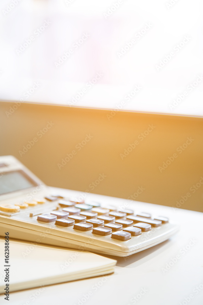 Close up of office workspace with office supplies, Business concept