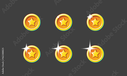 Coin shapes set, isolatet vector game assets, ready for animations