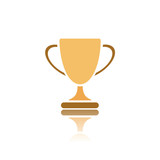 Trophy icon with reflection on white background