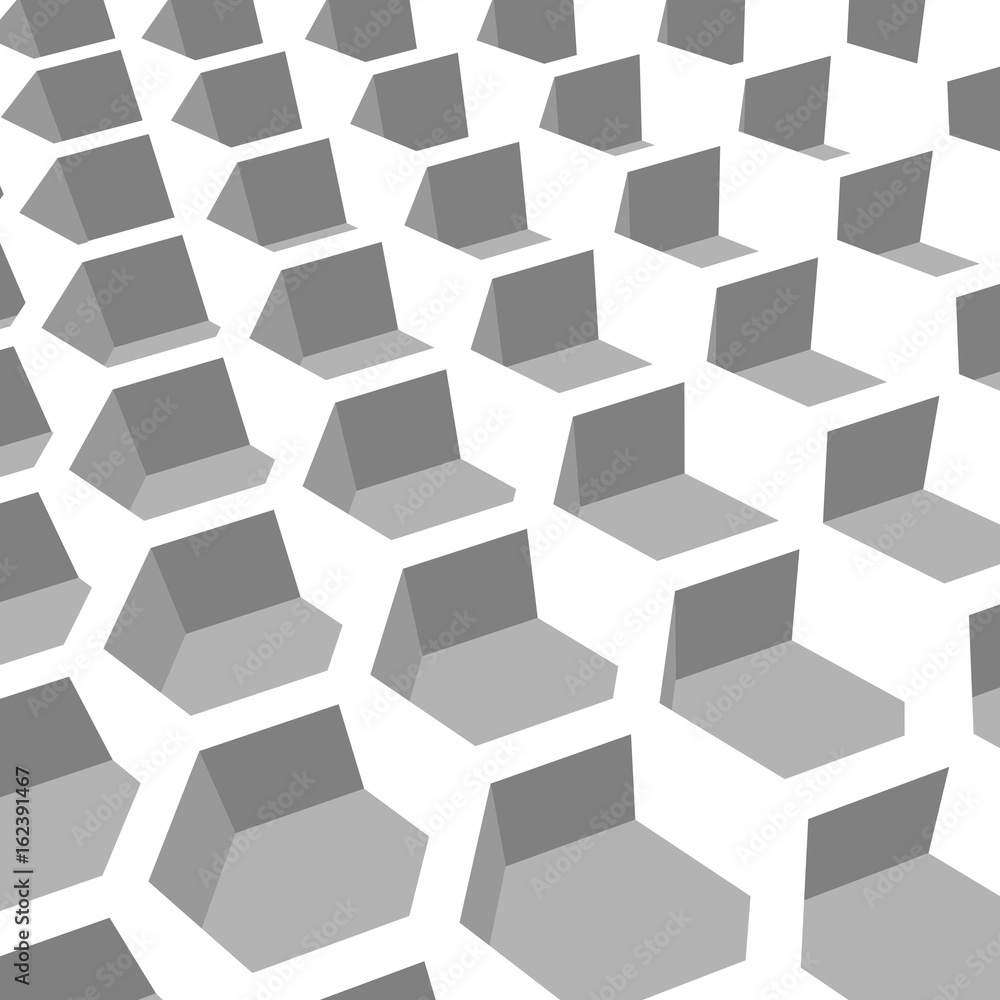 Perspective view on honeycomb. Hexagon pattern background. Isometric geometry Perspective view on honeycomb. Hexagon pattern background. Isometric geometry