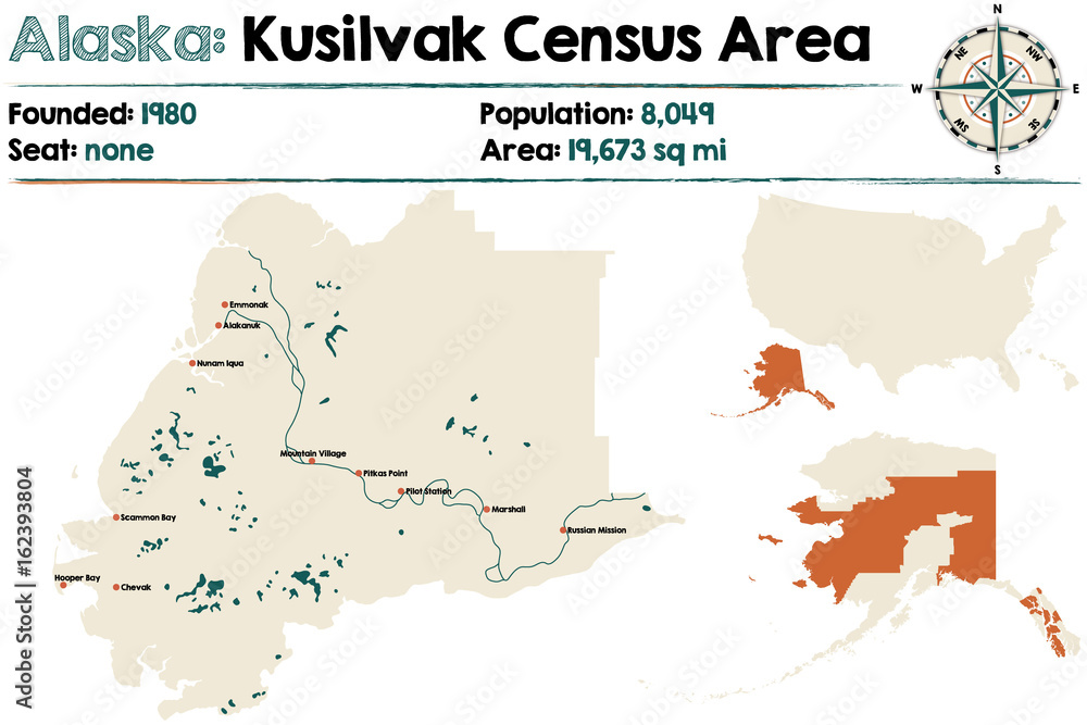 Large and detailed map of Kusilvak Census Area in Alaska