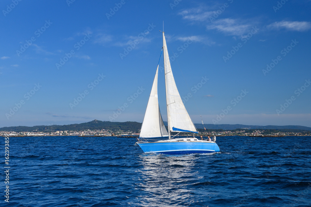 view of sailing yacht in the ocean
