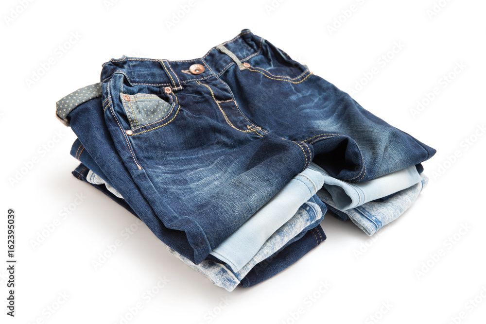 Blue jeans shorts isolated on the white background Blue jeans shorts isolated on the white background