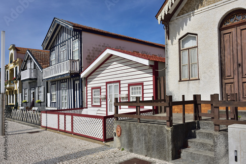 Striped colored houses, Costa Nova, Beira Litoral, Portugal, Europe