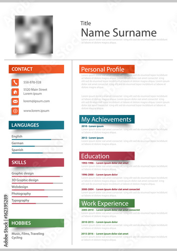 Professional resume cv with color stickers template