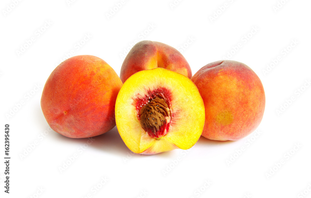 Fresh peach fruits isolated on white background Fresh peach fruits isolated on white background