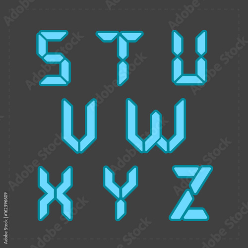 Calculator digital blue text.