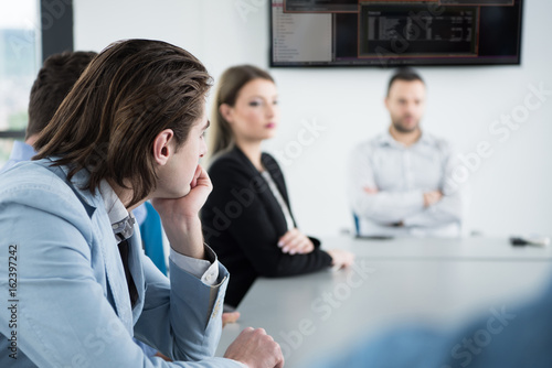 Business Team At A Meeting at modern office building